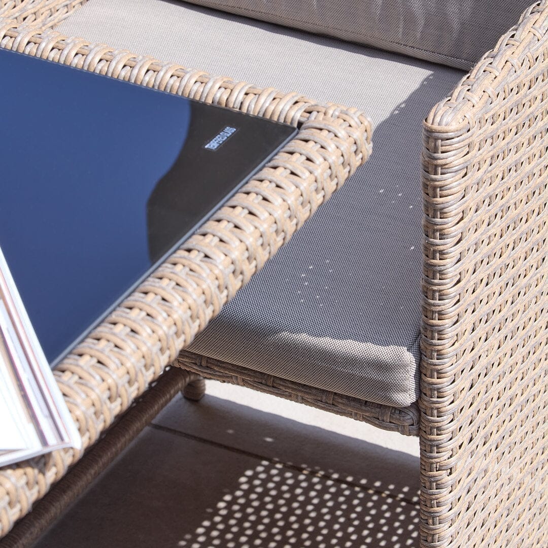 10 Seater Rattan Cube Outdoor Dining Set with Cream Parasol - Natural Brown Weave - Laura James