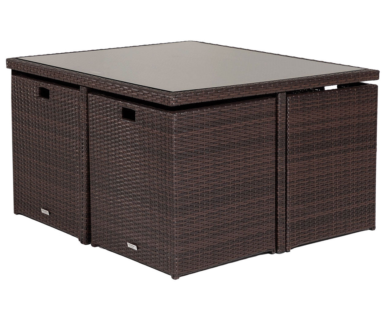 Barcelona 4 Seater Cube Set With Footstools in Brown and Cream