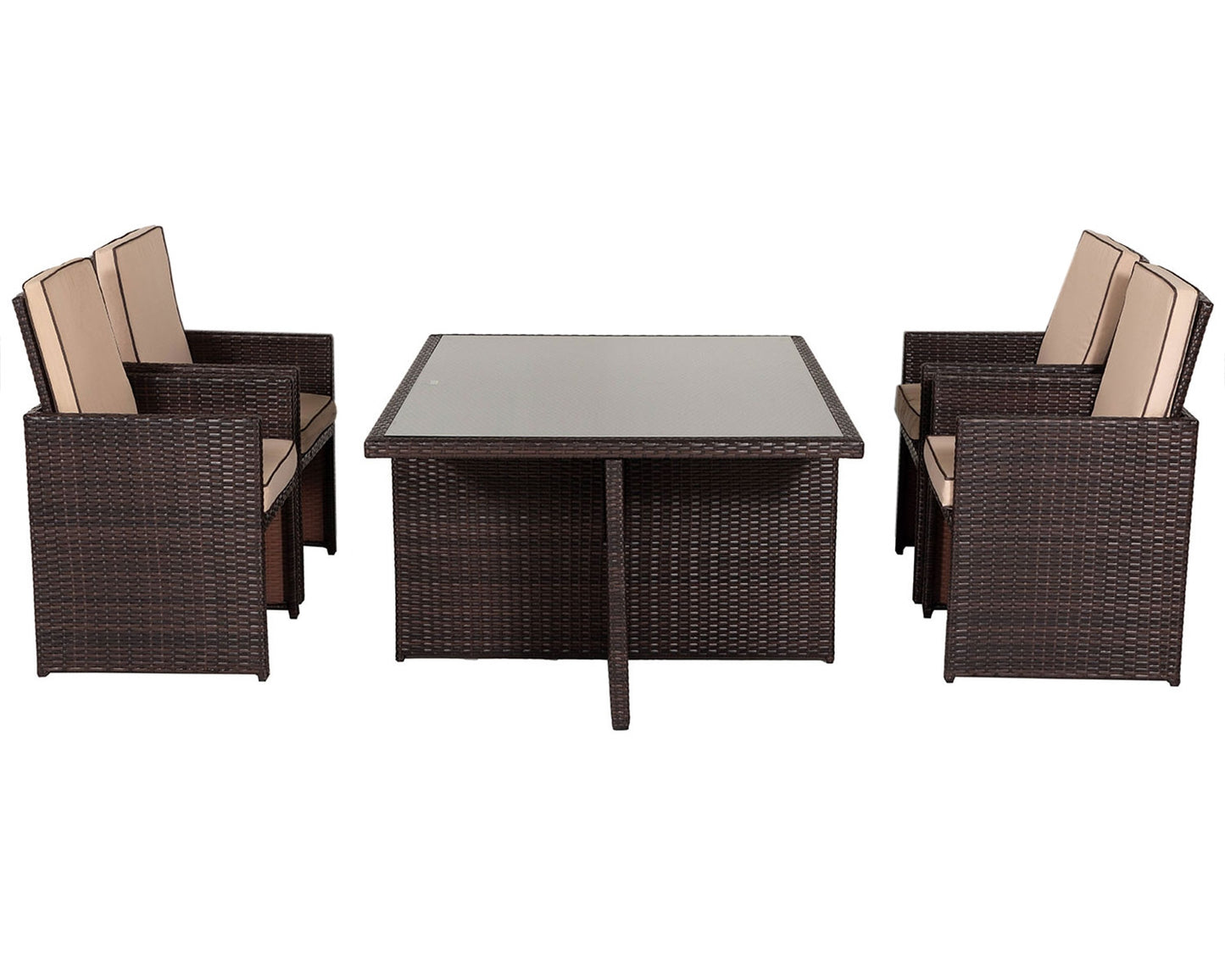 Barcelona 4 Seater Cube Set in Brown and Cream