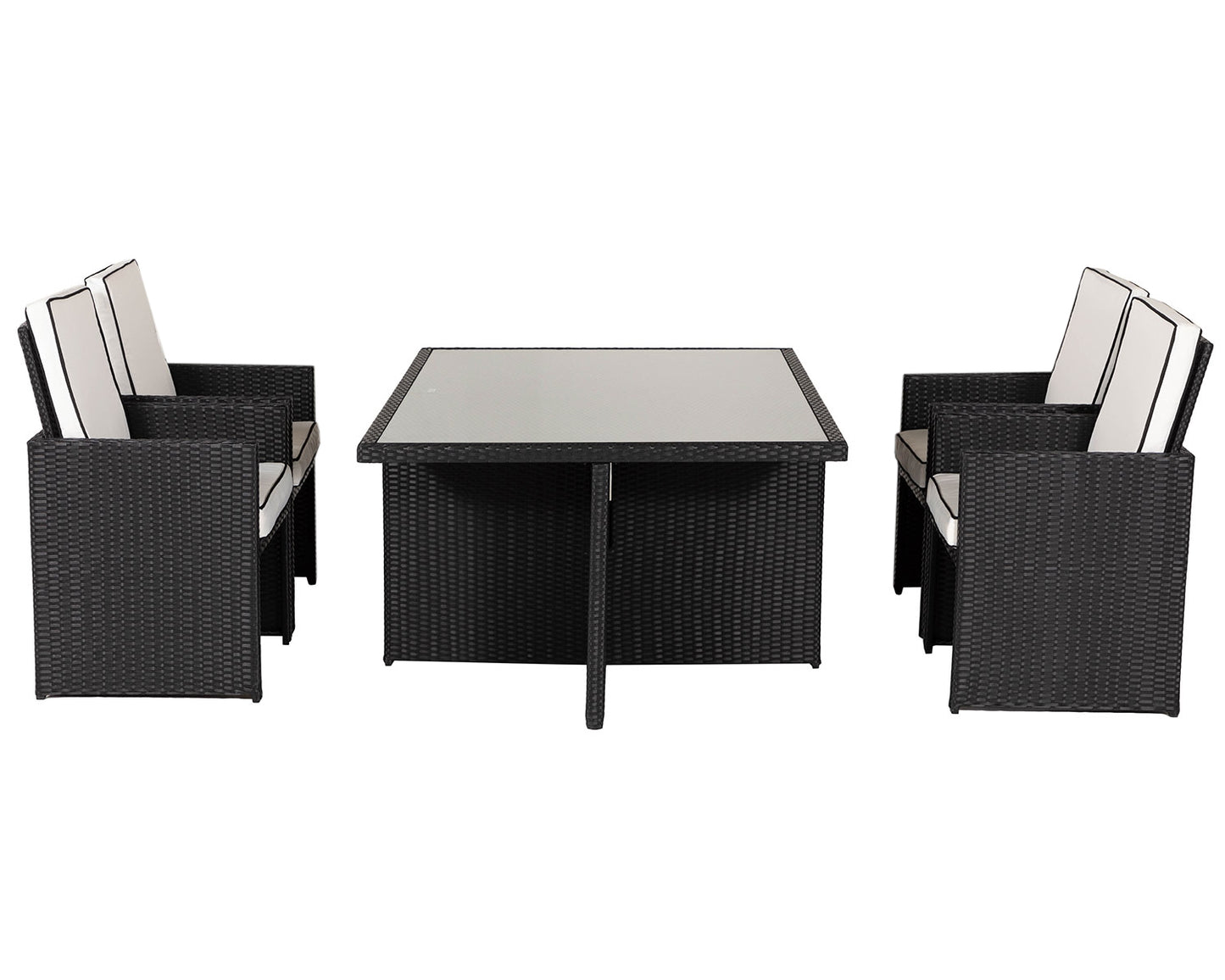 Barcelona 4 Seater Cube Set in Black and Vanilla