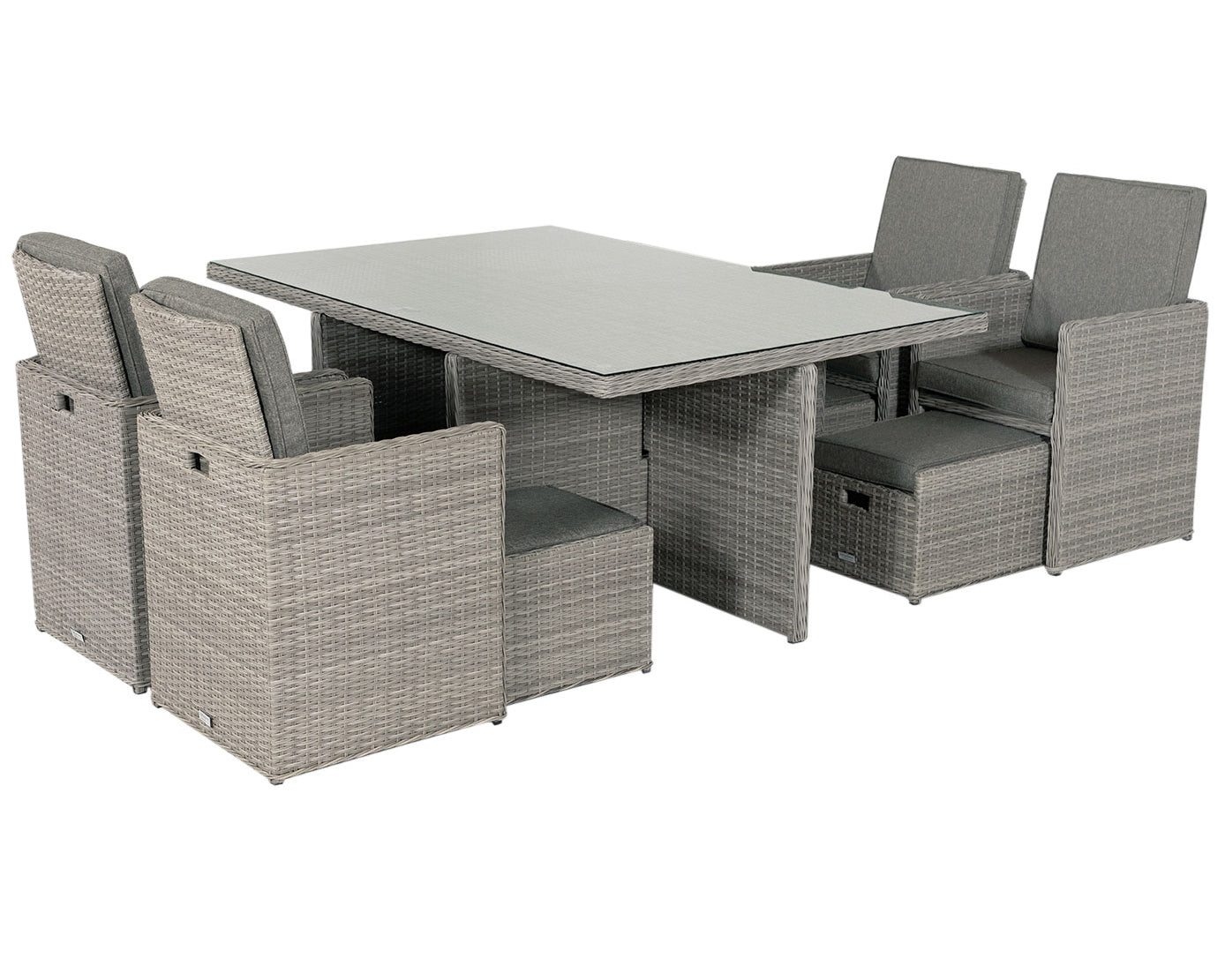 Barcelona 4 Seater Cube Set With Footstools in Grey