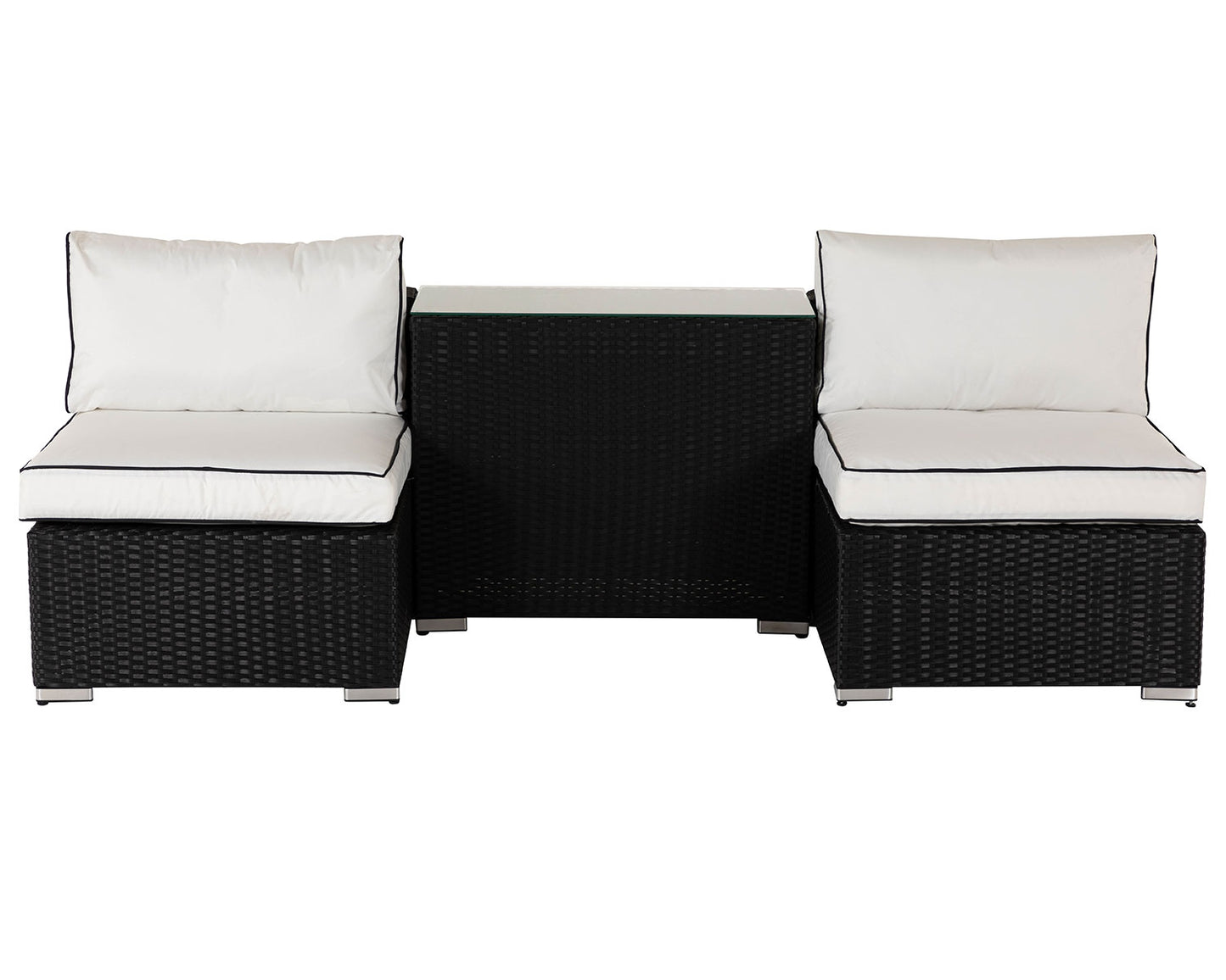 Florida Rattan Garden High Bistro Set in Black and Vanilla