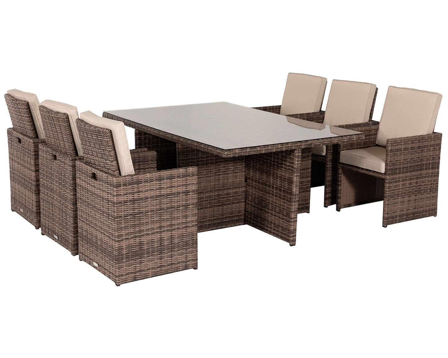 Barcelona 6 Seater Cube Set in Truffle Brown and Cream