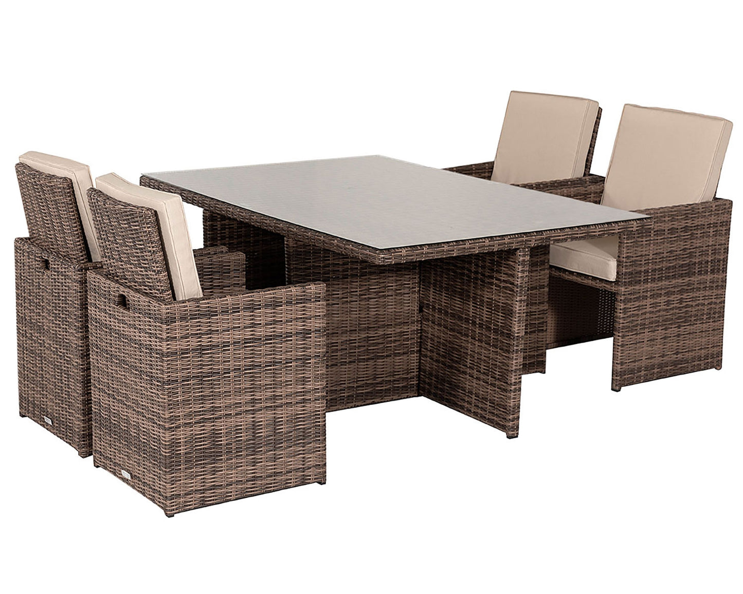 Barcelona 4 Seater Cube Set in Truffle Brown and Cream