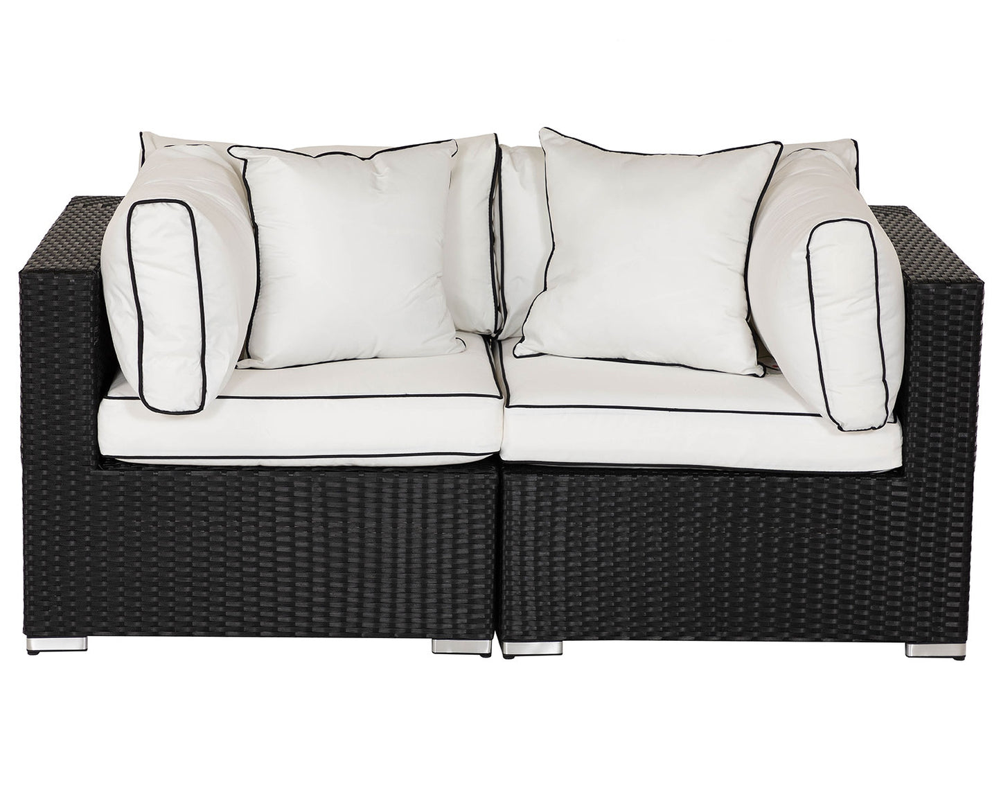 Florida Rattan Garden Armed High Bistro Set in Black and Vanilla