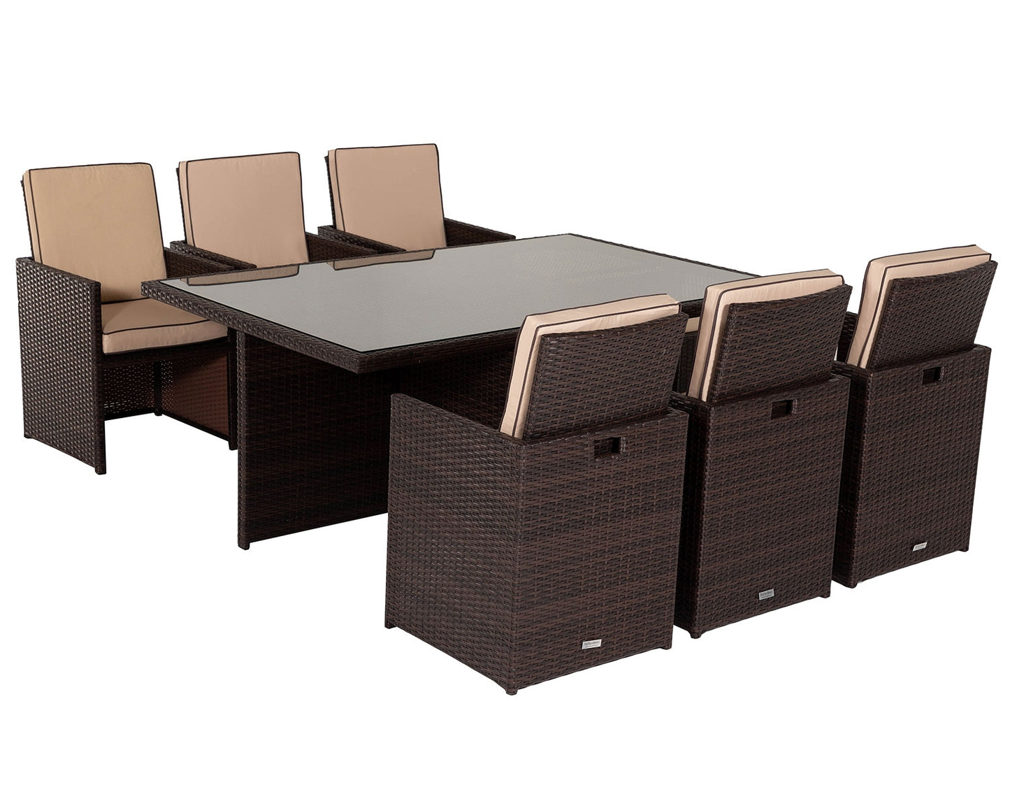 Barcelona 6 Seater Cube Set in Brown and Cream