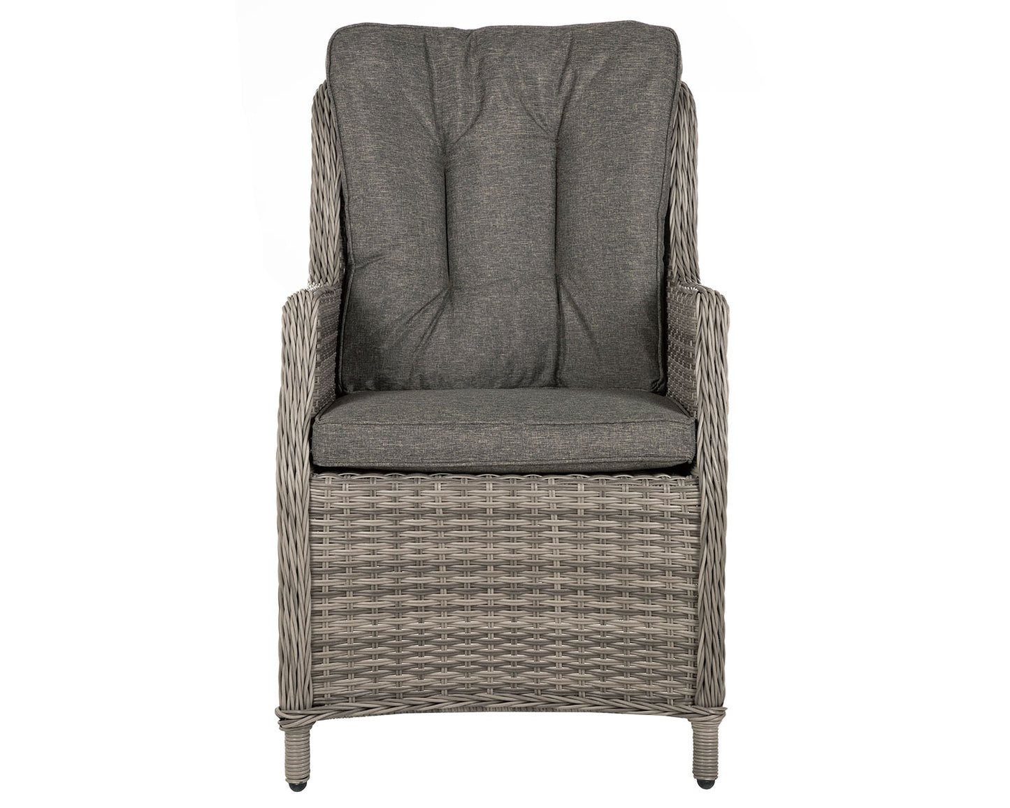 Riviera 2 Rattan Garden Chairs and Small Round Dining Table in Grey