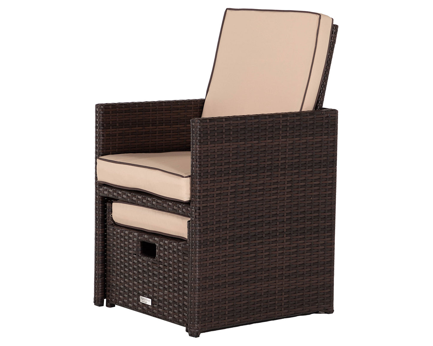 Barcelona 4 Seater Cube Set With Footstools in Brown and Cream