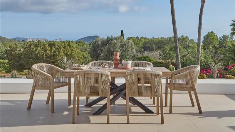 Amelia 6 Seater Wooden Garden Dining Set with 6 Nala Chairs - Laura James