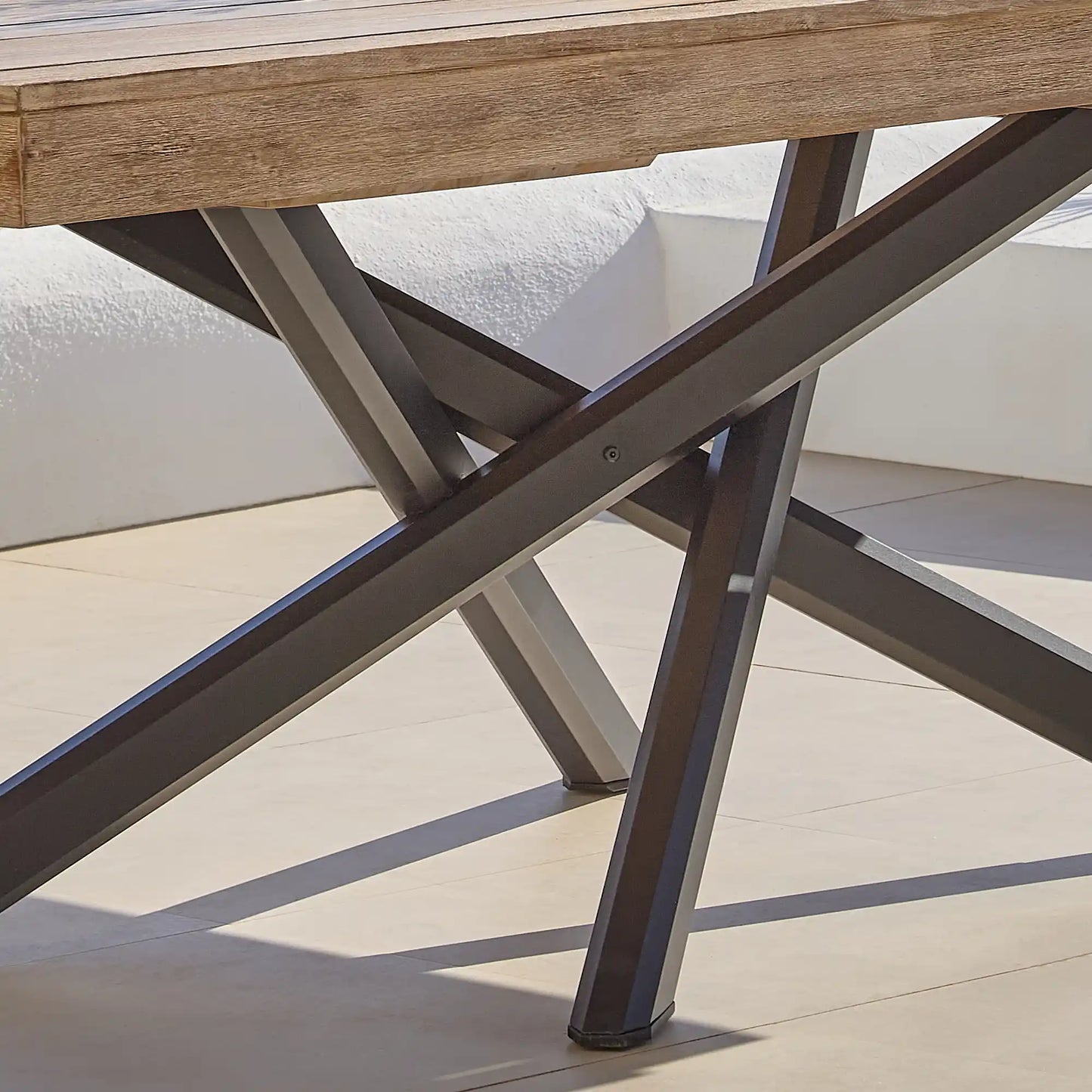 Amelia White Acacia Rectangular Dining Table with Metal Legs -Laura James