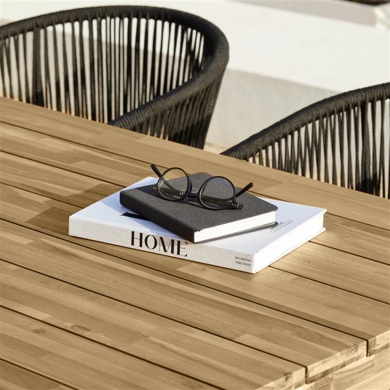 Amelia 4 Seater Natural Wood Black Legs Garden Dining Set - Hali Black Chairs - Laura James