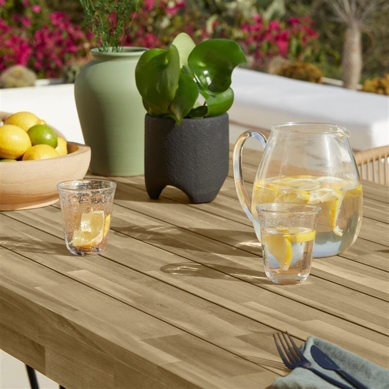 Amelia White Acacia Wood Garden Dining Table - Black Metal Legs - Laura James