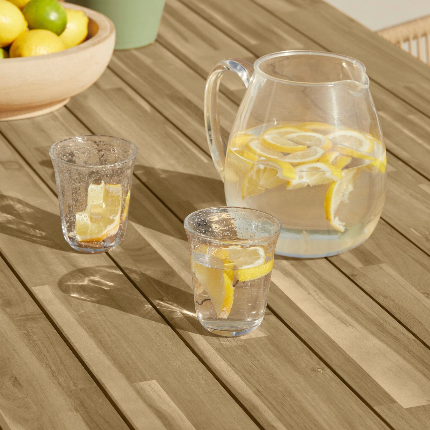 Amelia White Acacia Wood Garden Dining Table - Black Metal Legs - Laura James