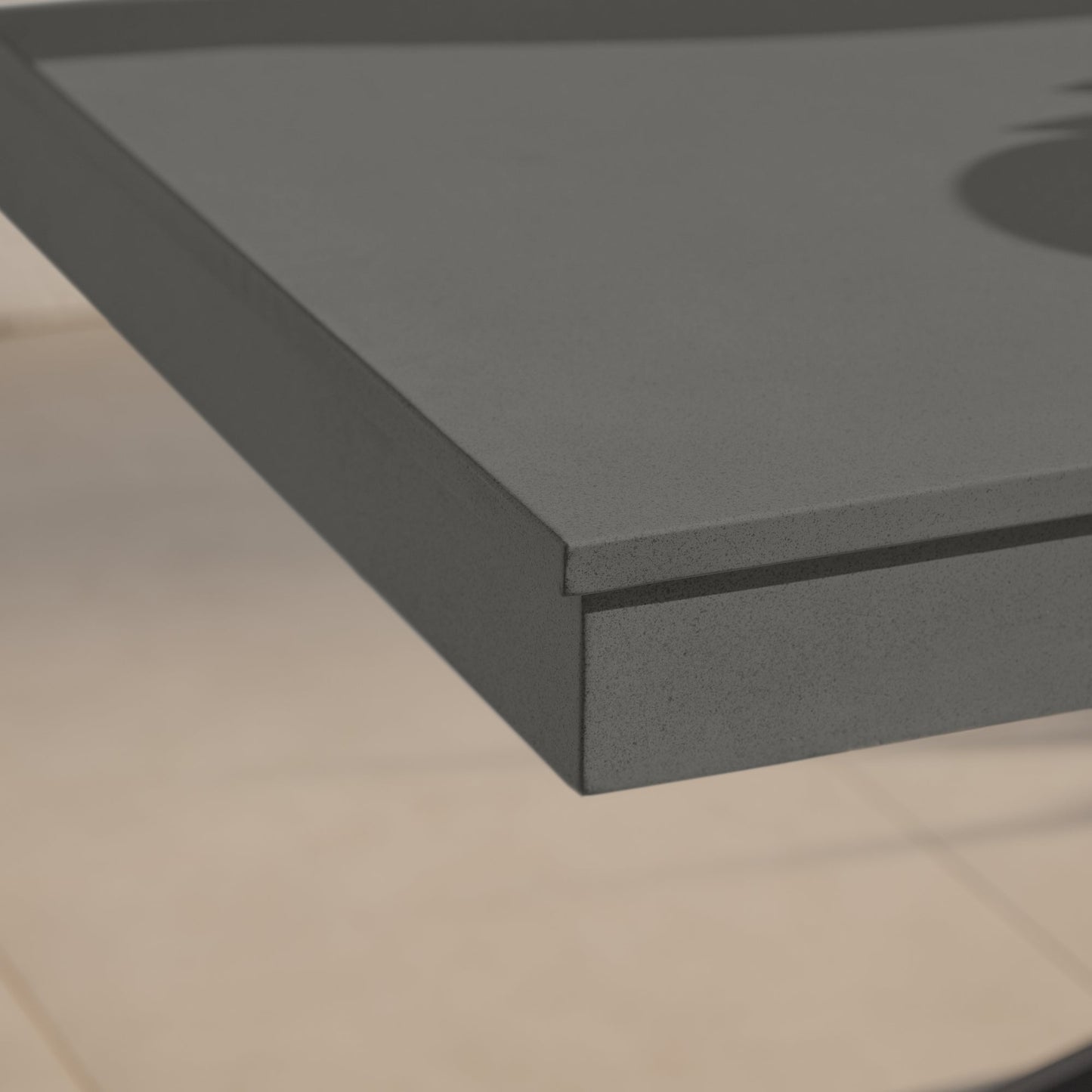 Amelia 6 Seater Concrete Garden Dining Table - Metal Legs - Dove Grey - Laura James