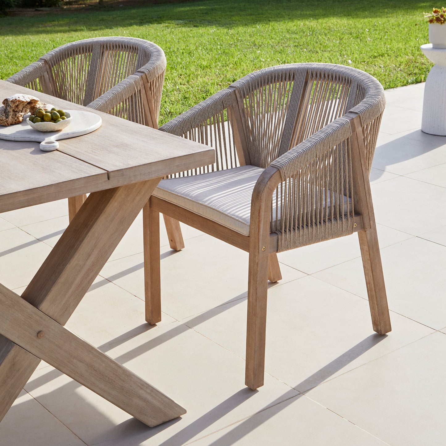 Charlotte 6 Seater Wooden Garden Dining Set with 6 Nala Chairs - Laura James
