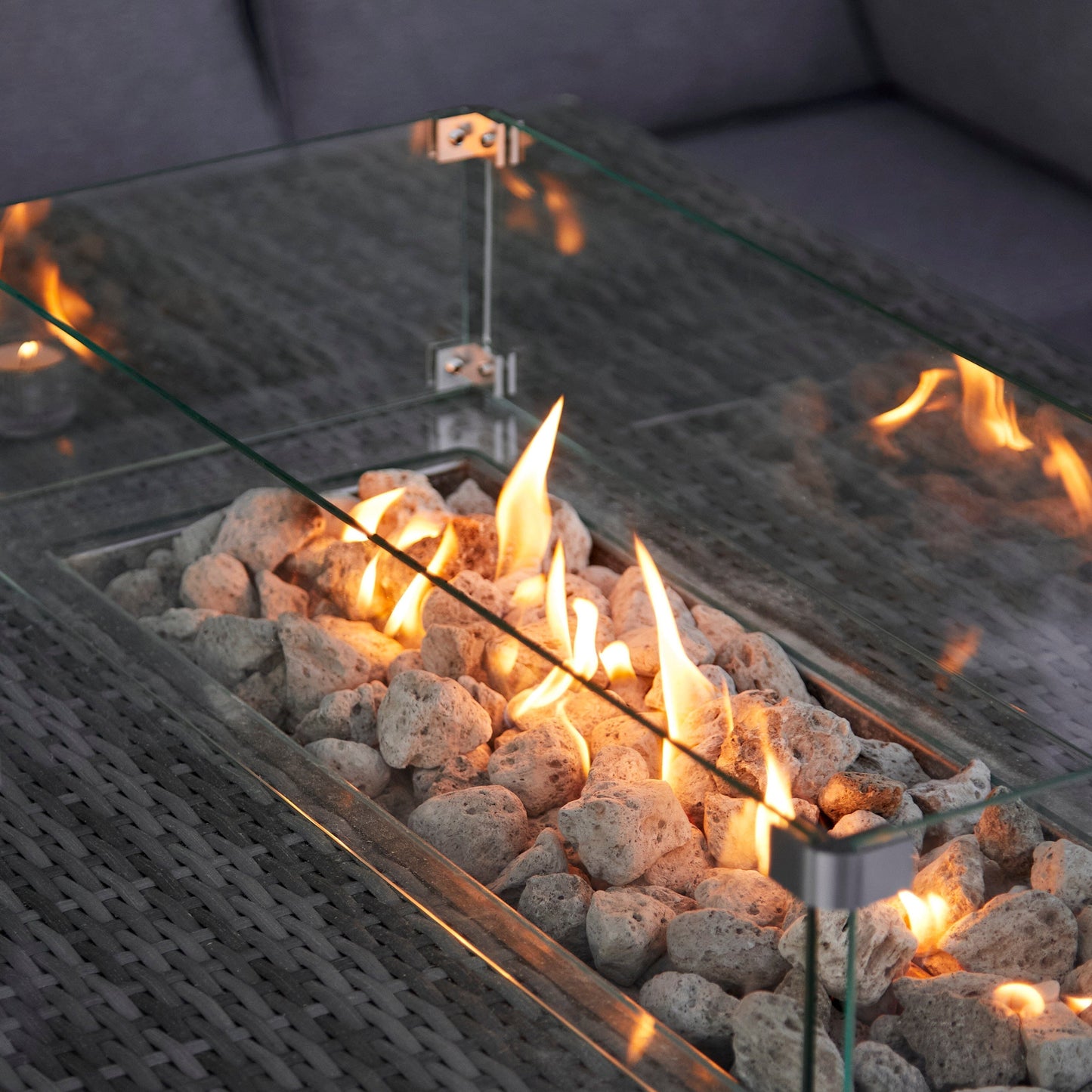 Aston 9 Seater Garden Sofa Set with Fire Pit - Grey - Laura James