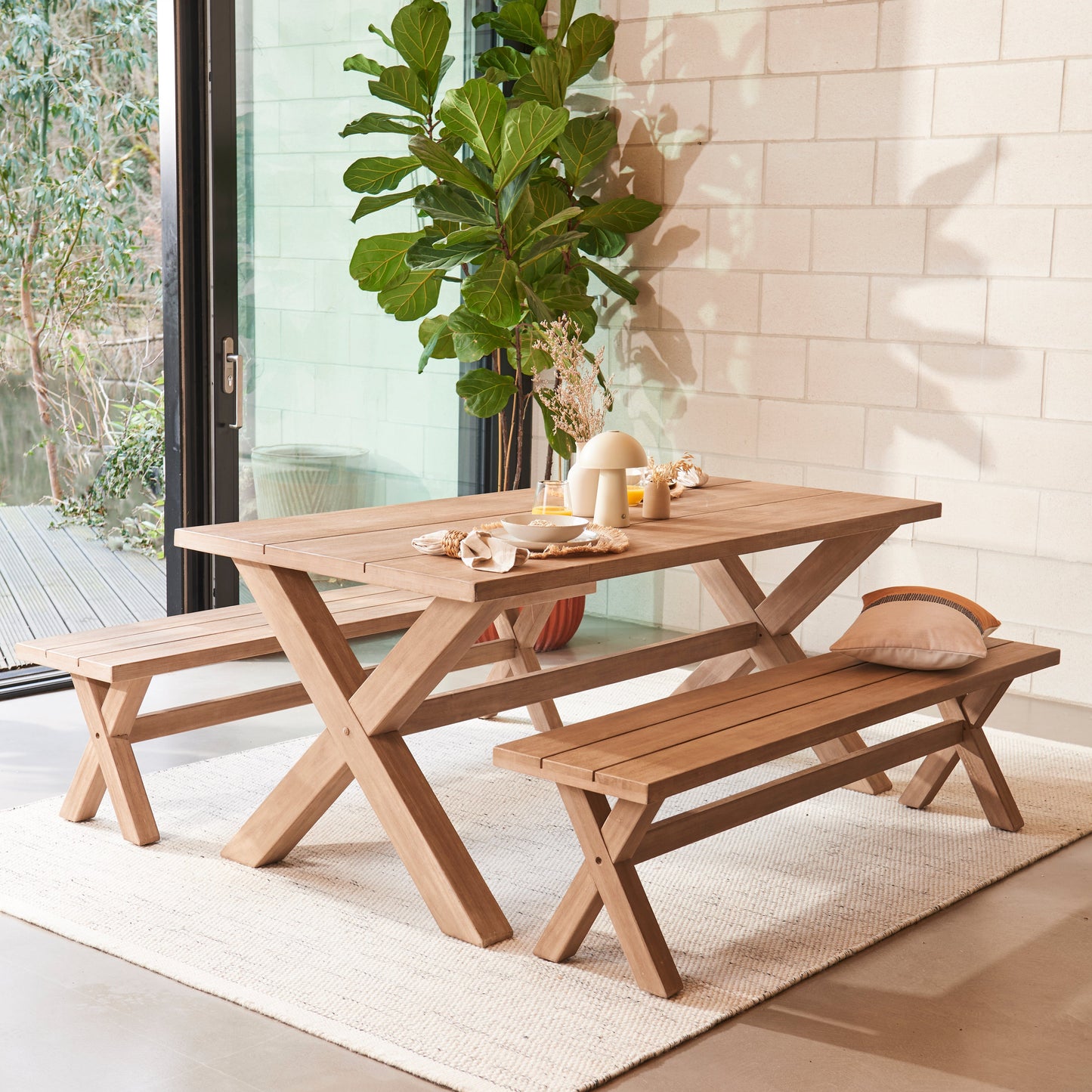 Charlotte 6 Seater Dining Table Set with Benches - Laura James