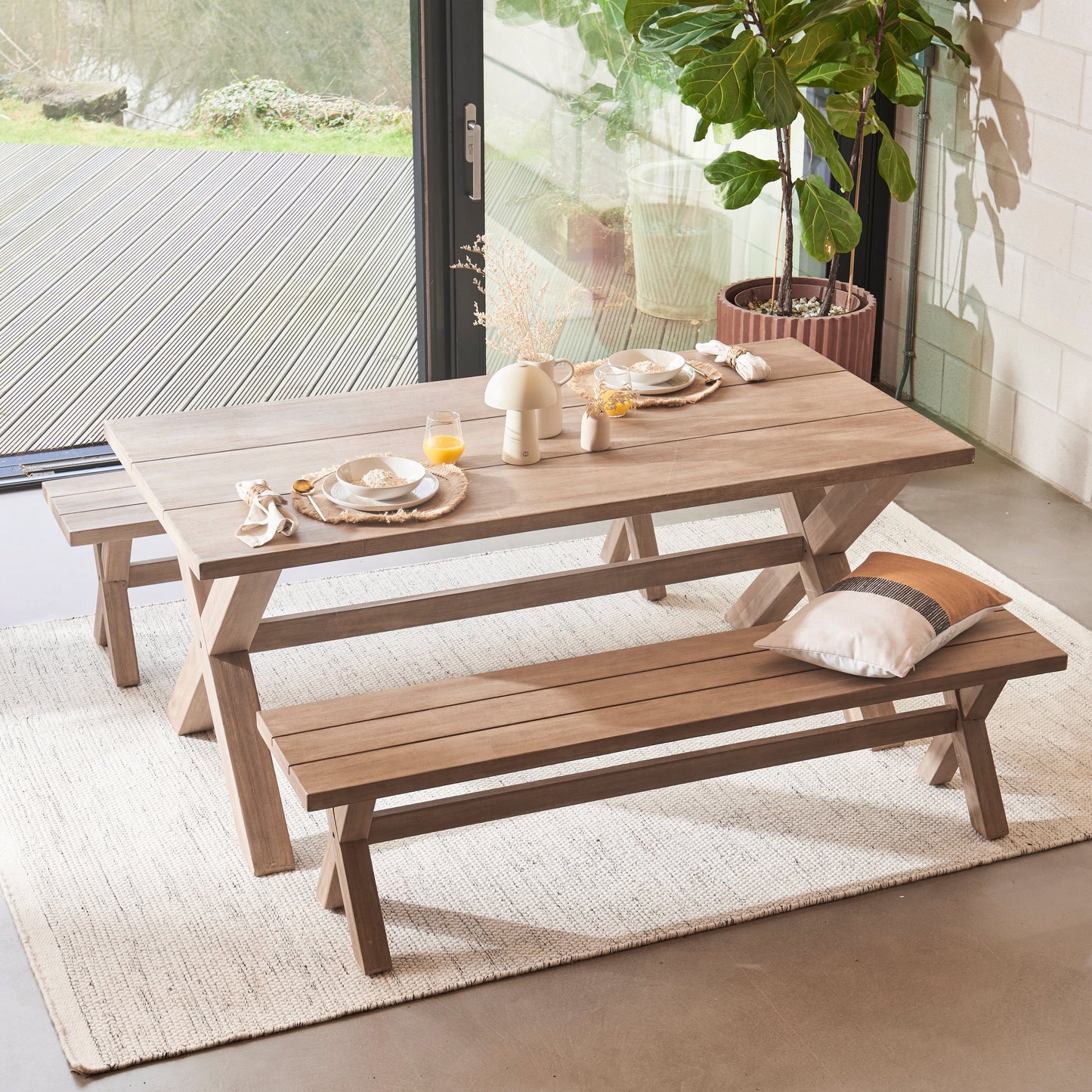 Charlotte 6 Seater Dining Table Set with Benches - Laura James