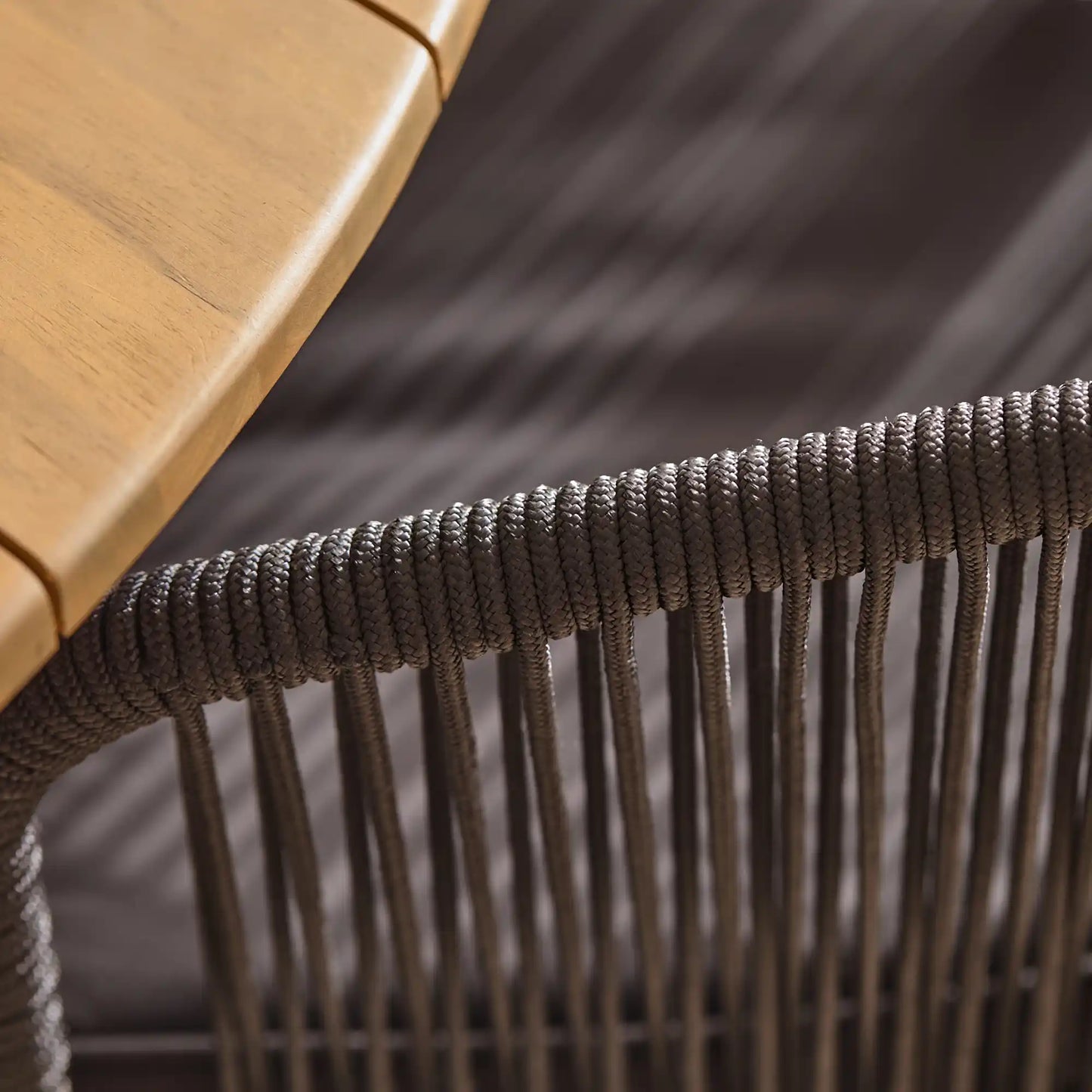 Ezra Whitewash Round Outdoor Dining Table Set with Black Hali Rope Chairs - Laura James