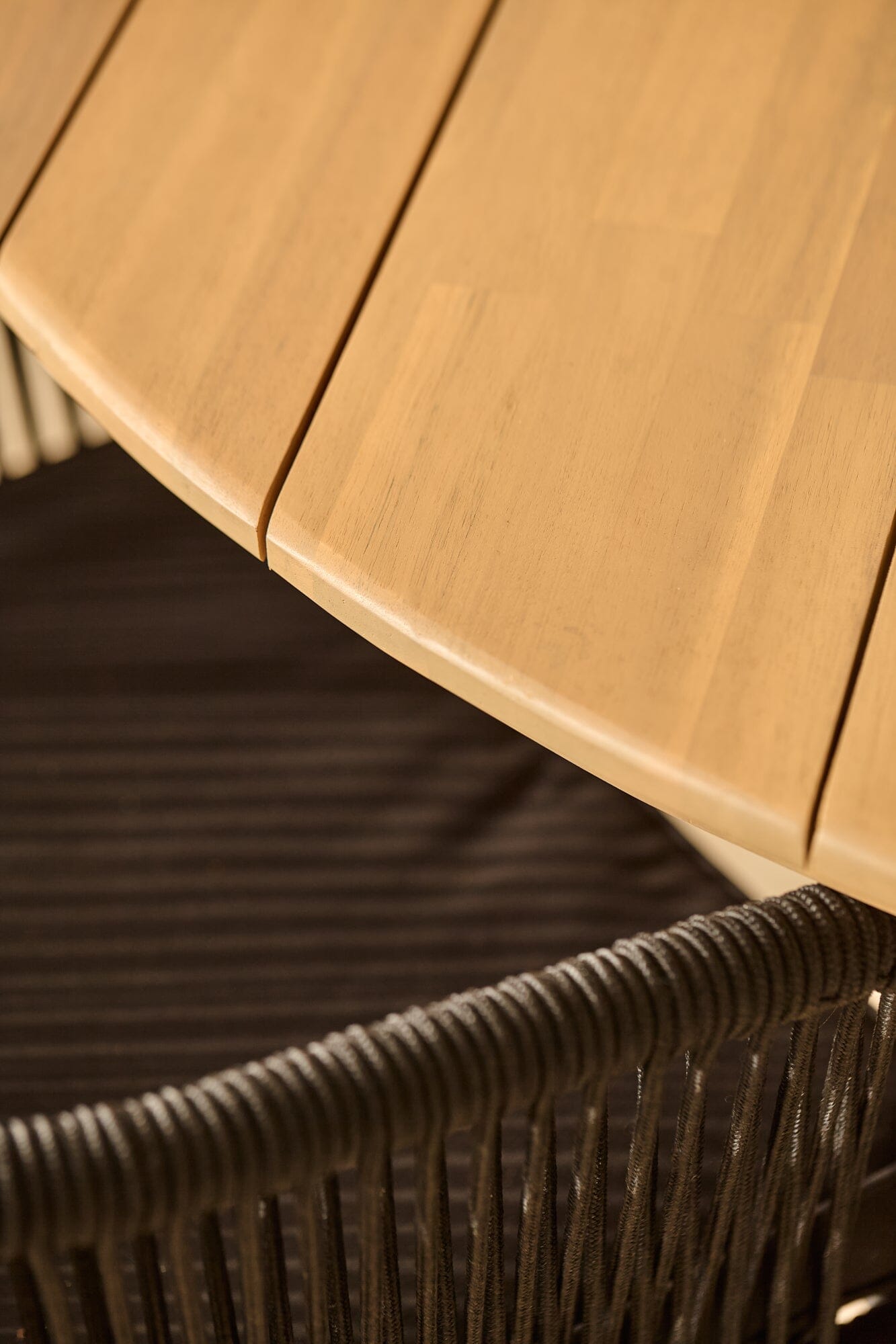 Ezra Whitewash Round Outdoor Dining Table Set with Black Hali Rope Chairs - Laura James