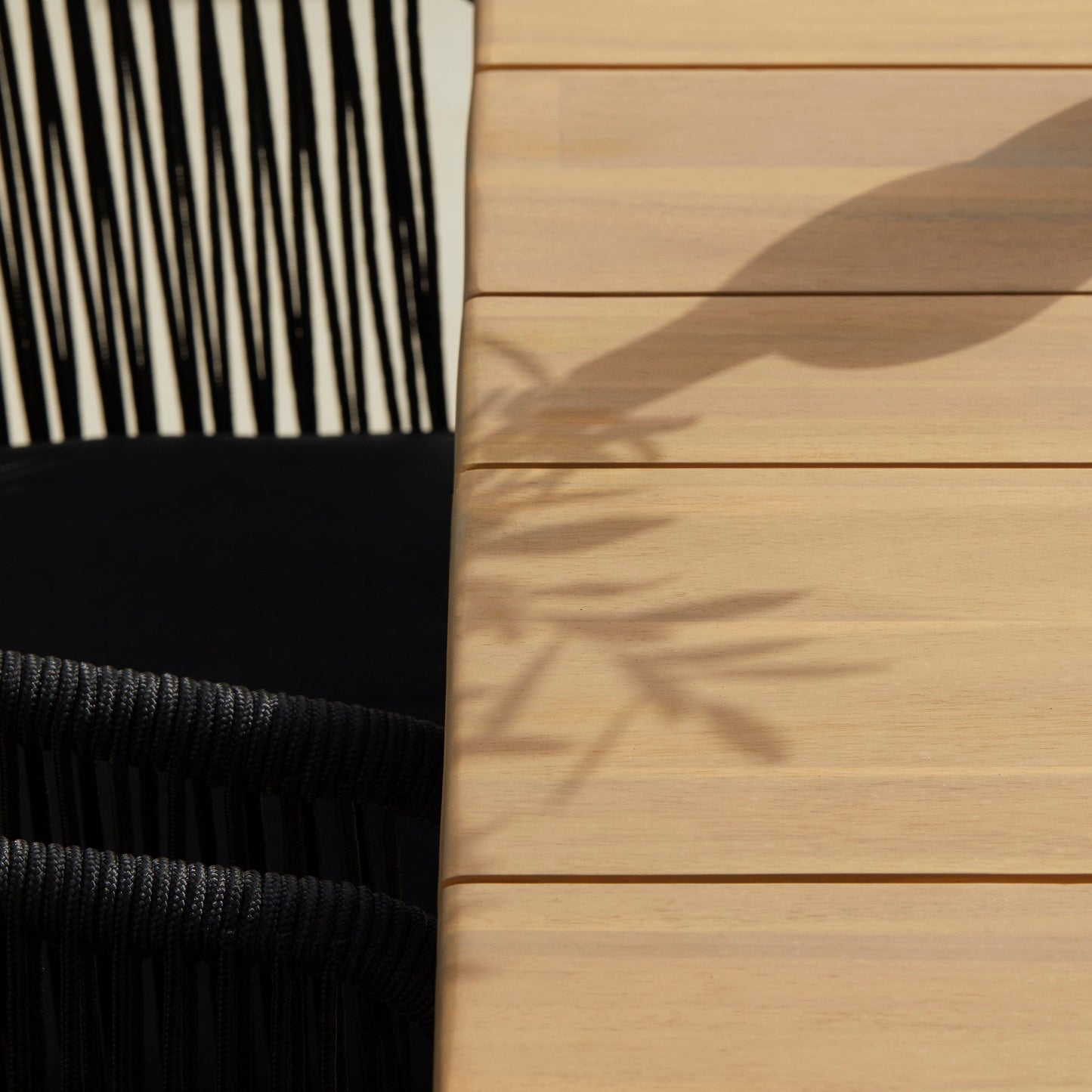 Ezra 6 Seater Oval Wooden Garden Dining Set with 6 Hali Black Rope Chairs - Laura James