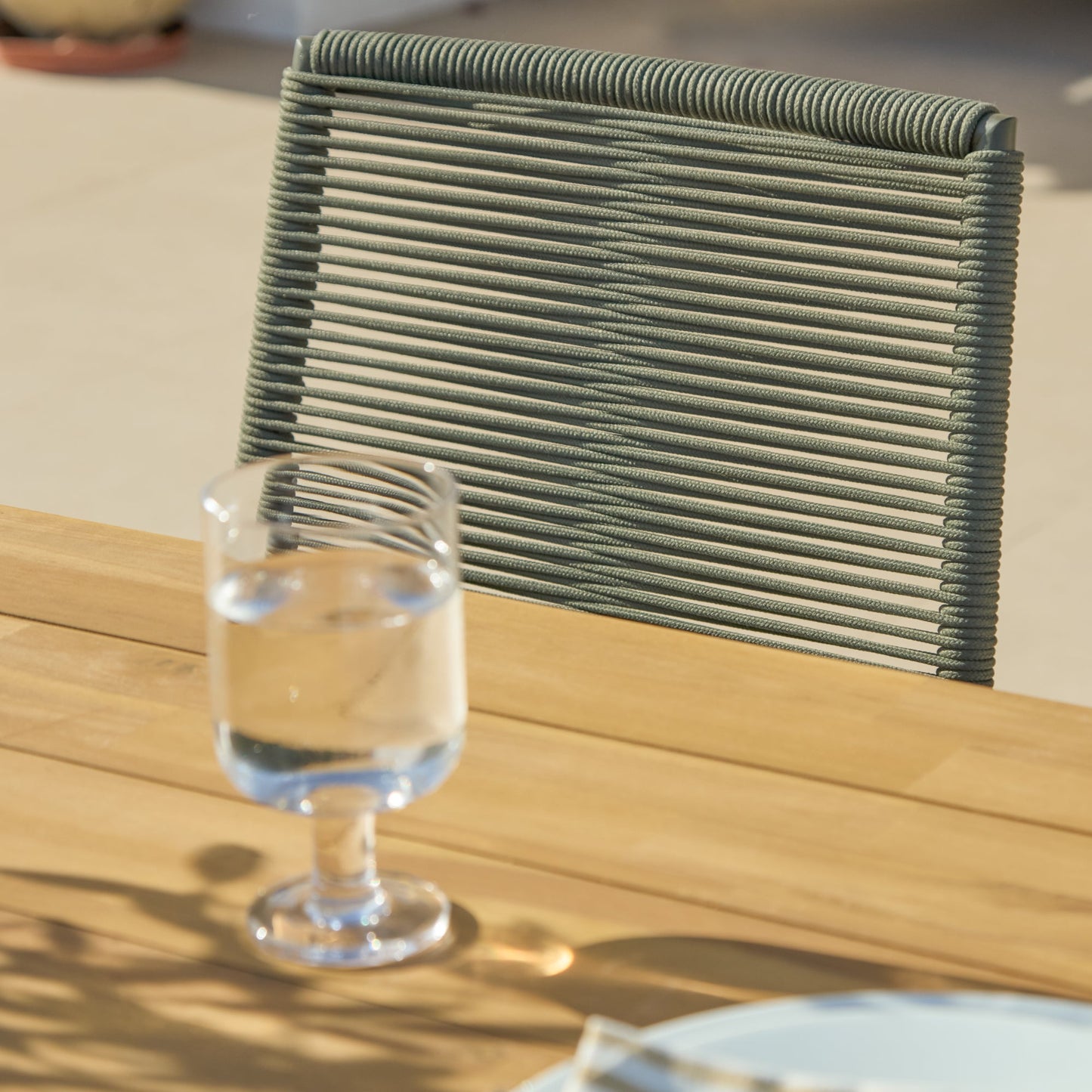 Hali 6 Seater Wooden Garden Dining Set with Ryder Khaki Chairs - 175cm - Laura James