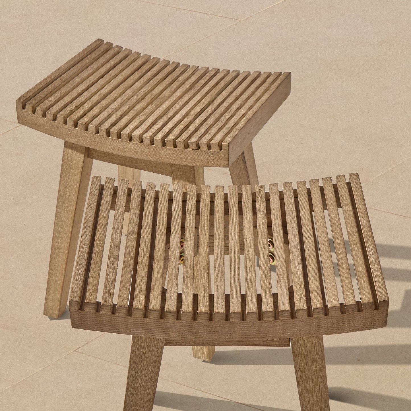 Shiro Wooden Garden Stool - 40cm - Laura James