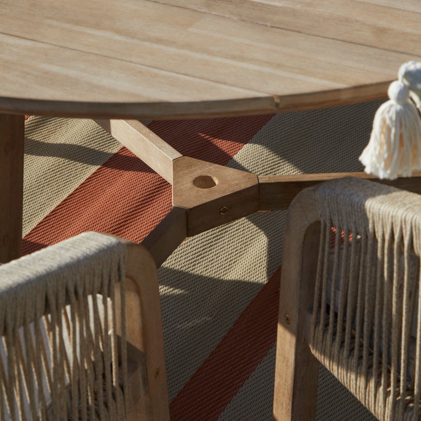 Shiro 6 Seater Wooden Round Dining Set with 6 Nala Sand Chairs - Laura James