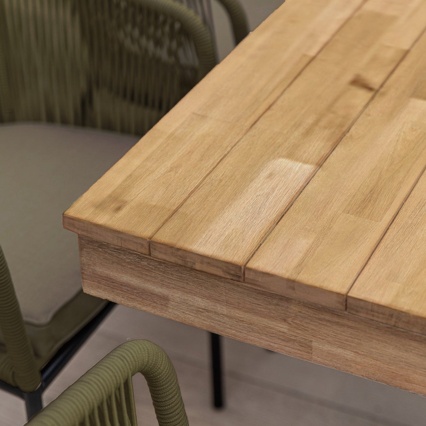 Amelia 8 Seater Wooden Garden Dining Set with 8 Hali Green Chairs - White Acacia with Black Legs