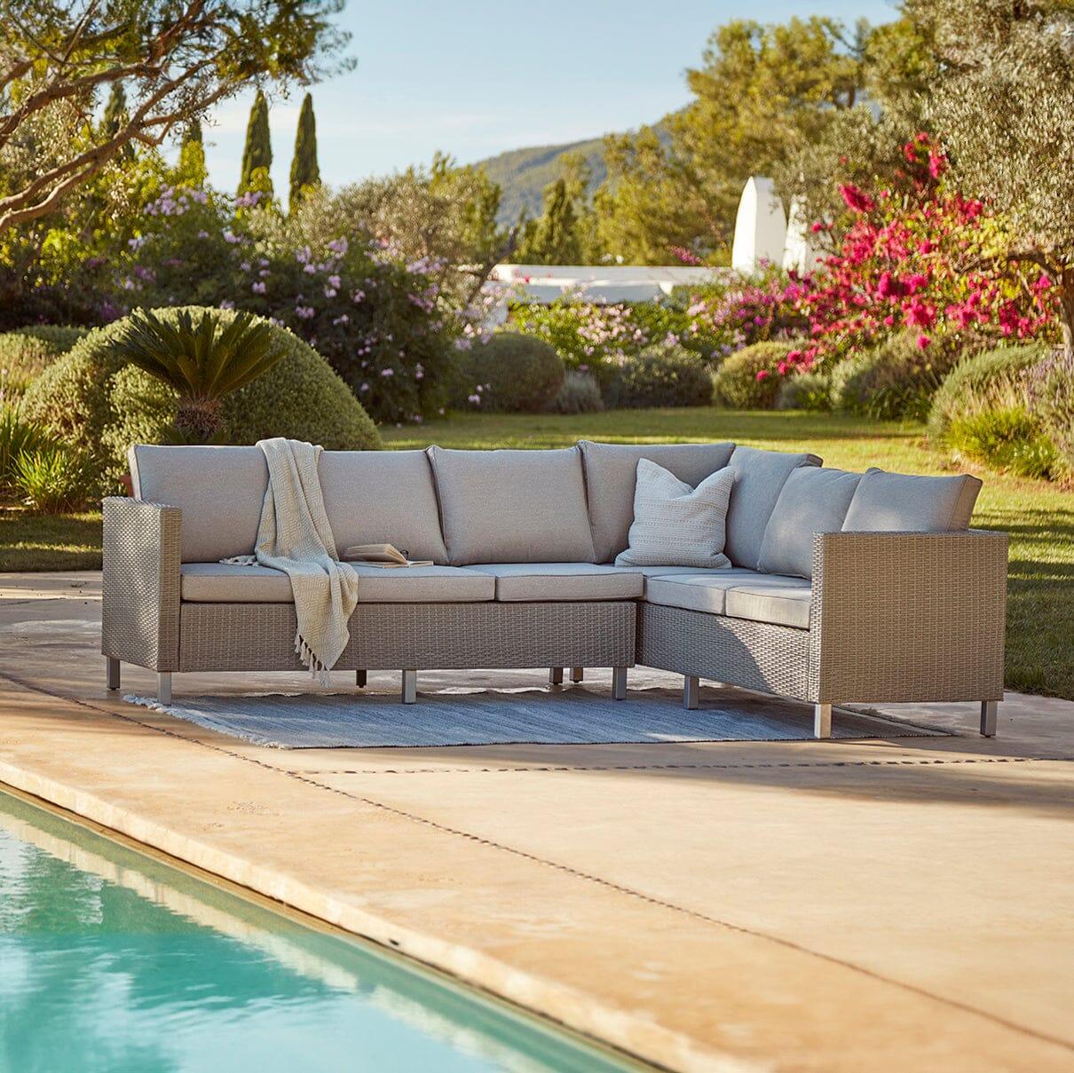 Aria Extended Garden Corner Sofa - Light Grey - Laura James