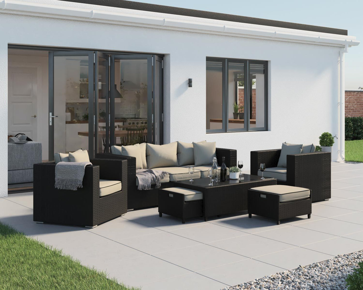 Ascot 3 Seat Sofa in Black and Vanilla