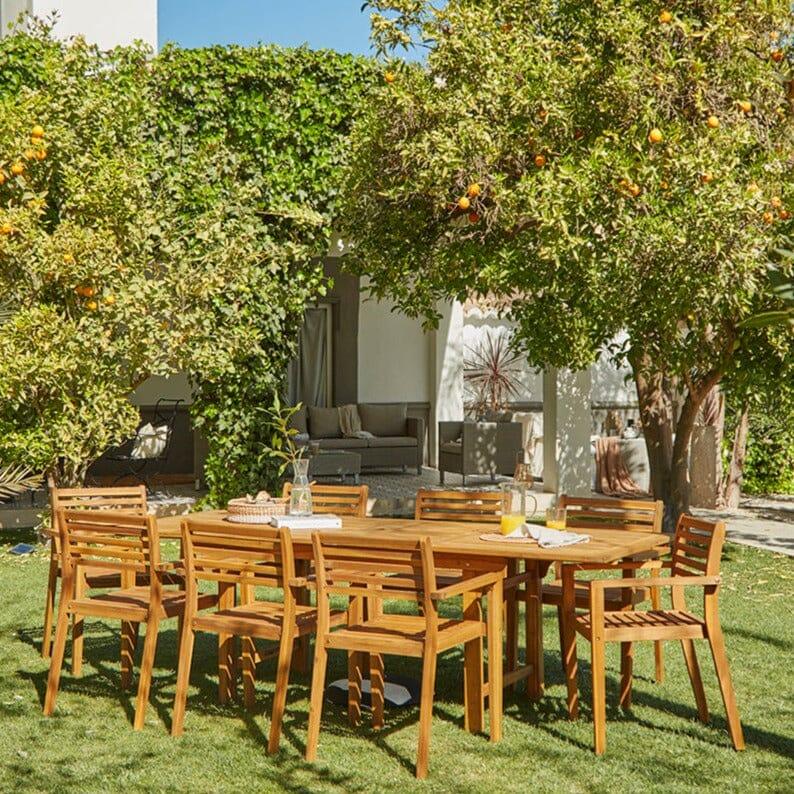 Aspen 8 Seater Wooden Extendable Garden Dining Set with Cushions - Laura James