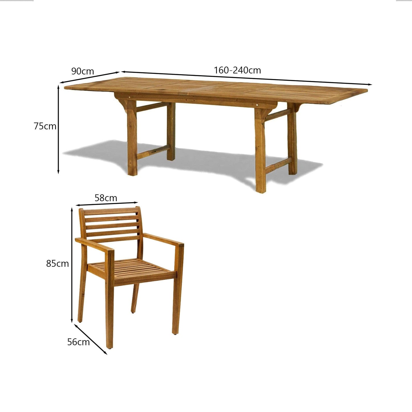 Aspen 8 Seater Wooden Garden Dining Set - 160-240cm - Laura James