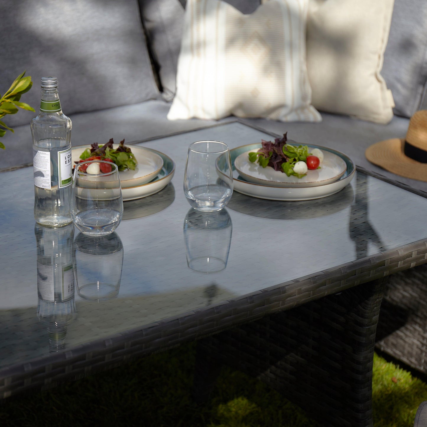 9 Seater Rattan Outdoor Corner Sofa Set - Grey Weave - Laura James