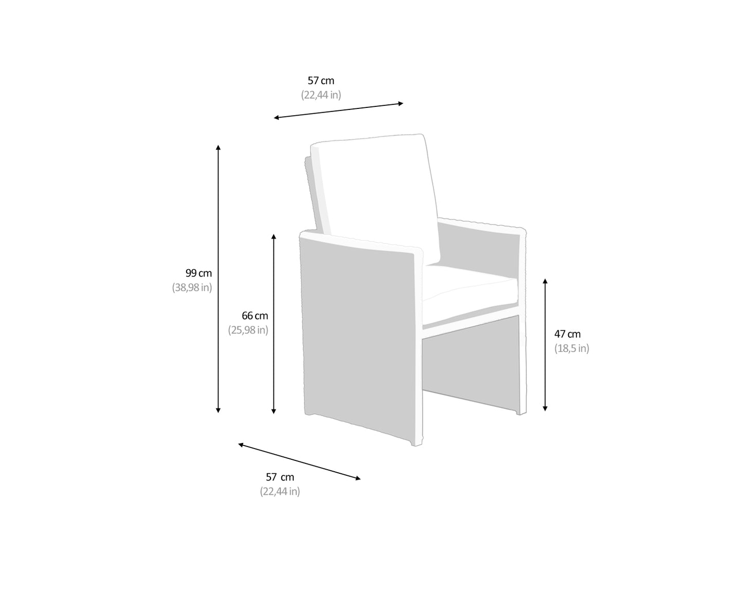 Barcelona 6 Seater Cube Set in Grey