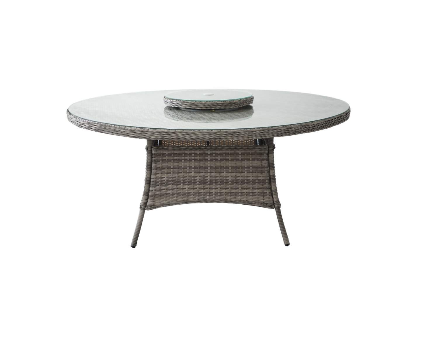Marseille 8 Rattan Garden Dining Chairs and Large Round Table with Lazy Susan in Grey