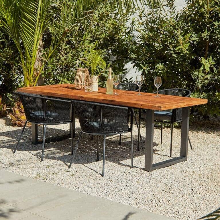Hali 4 Seater Outdoor Dining Set with Hali Black Chairs - 175cm