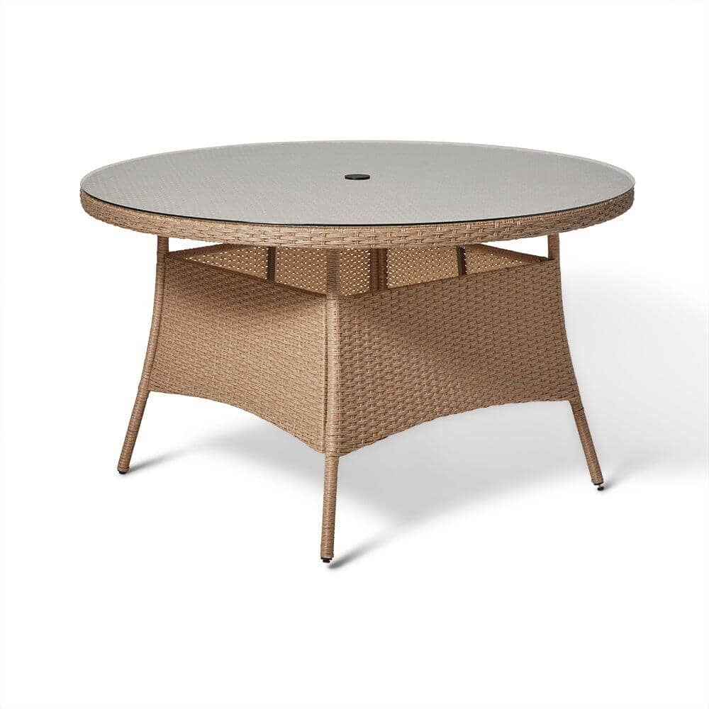 Kemble 6 Seater Outdoor Round Dining Table - Natural Brown - Laura James