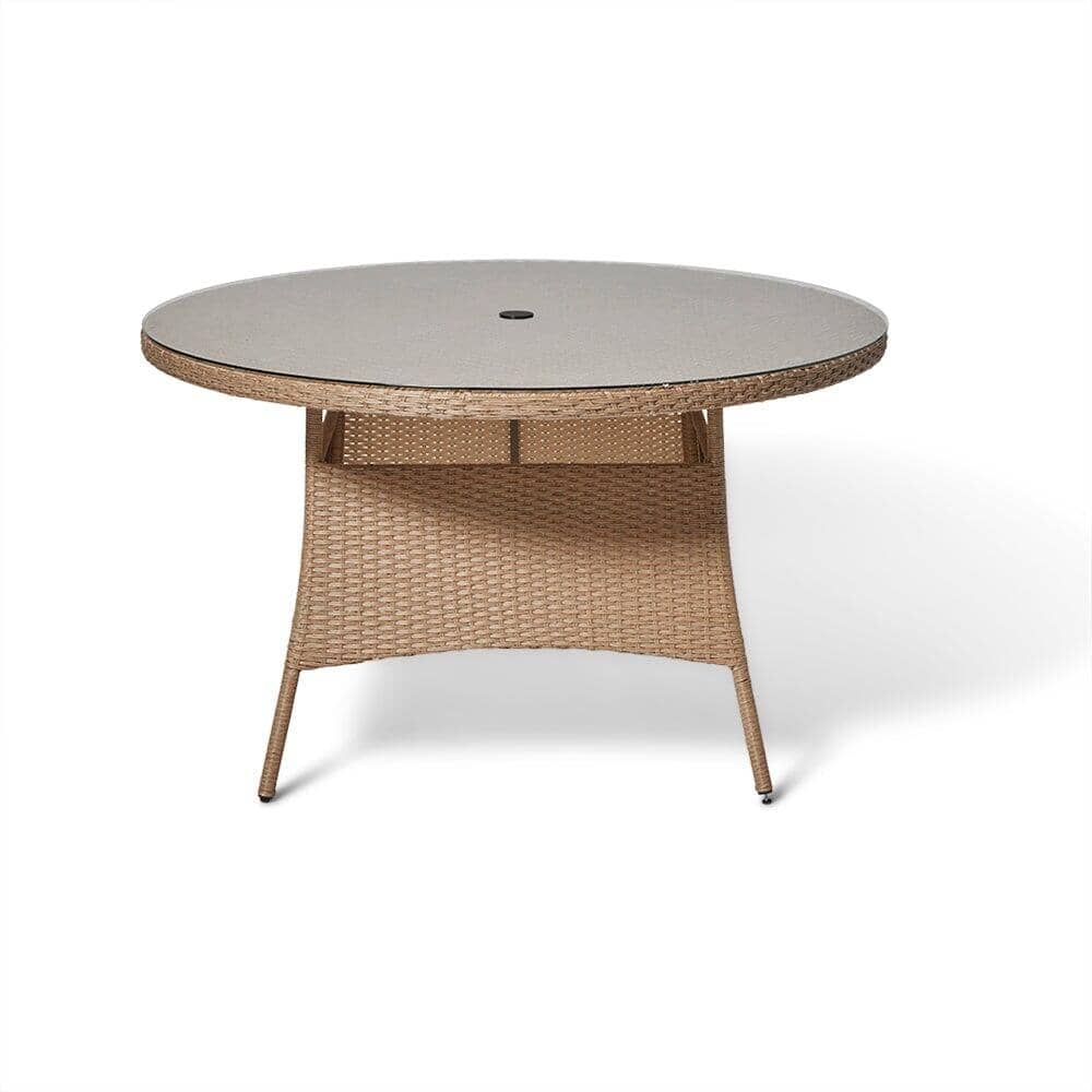 Kemble 6 Seater Outdoor Round Dining Table - Natural Brown - Laura James