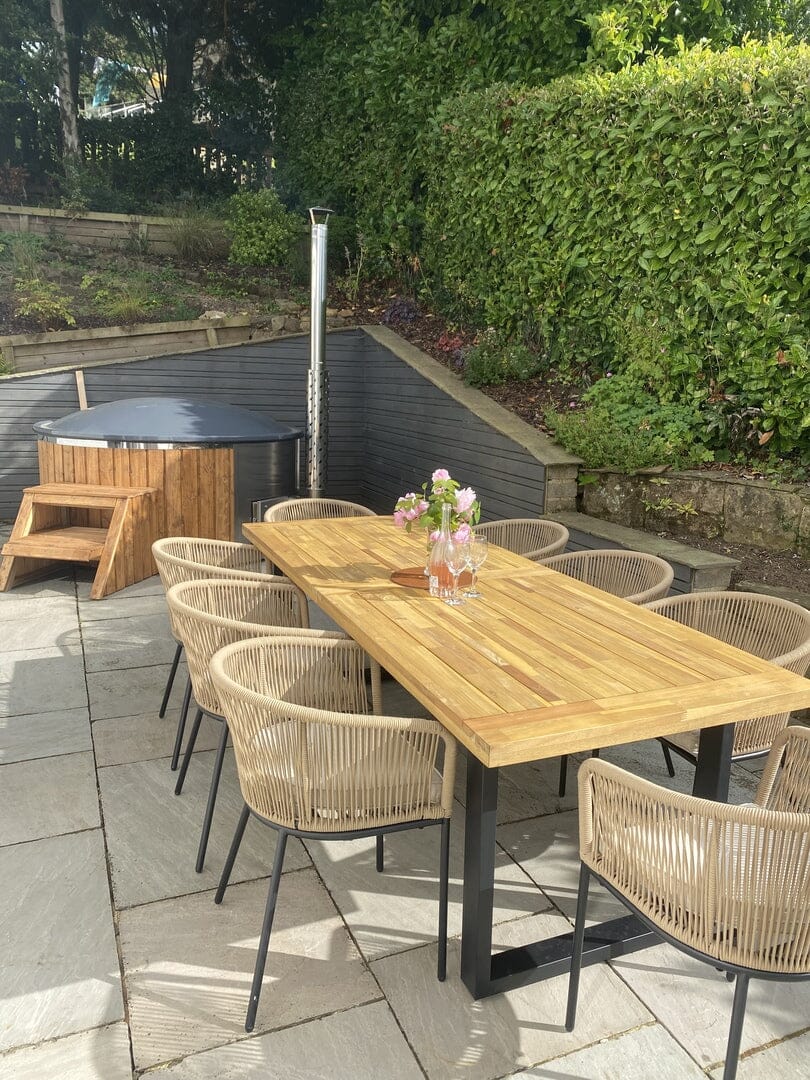 Hali 8 Seater Wooden Outdoor Dining Set with Hali Natural Chairs - 235cm