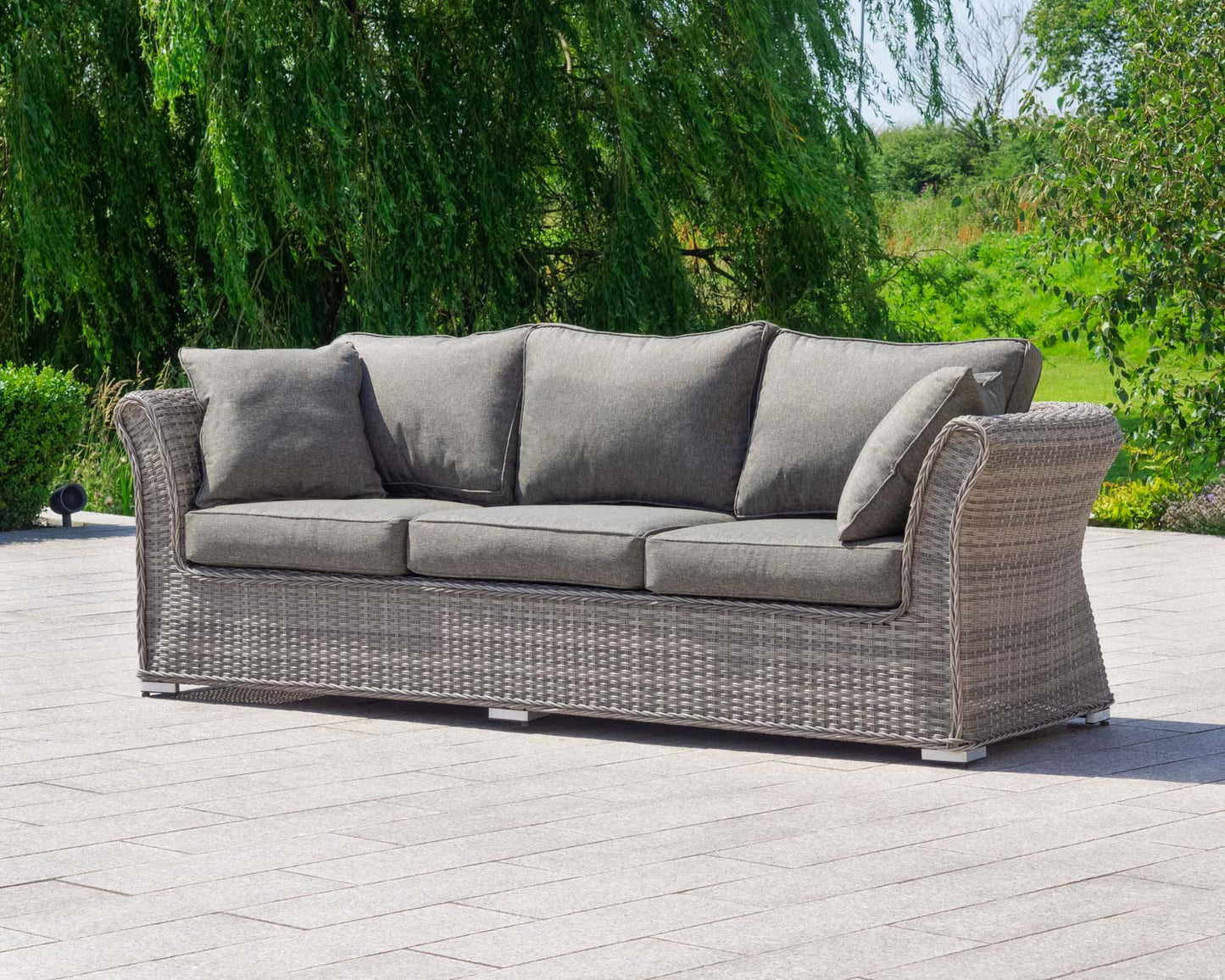Lisbon 3 Seater Rattan Garden Sofa in Grey
