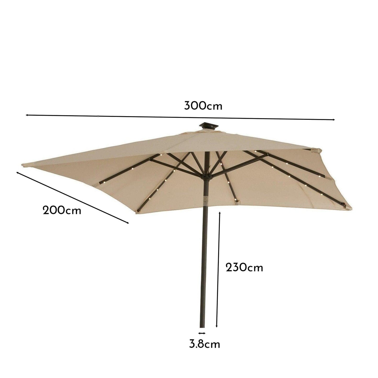 Premium LED 2x3m Square Parasol - Laura James