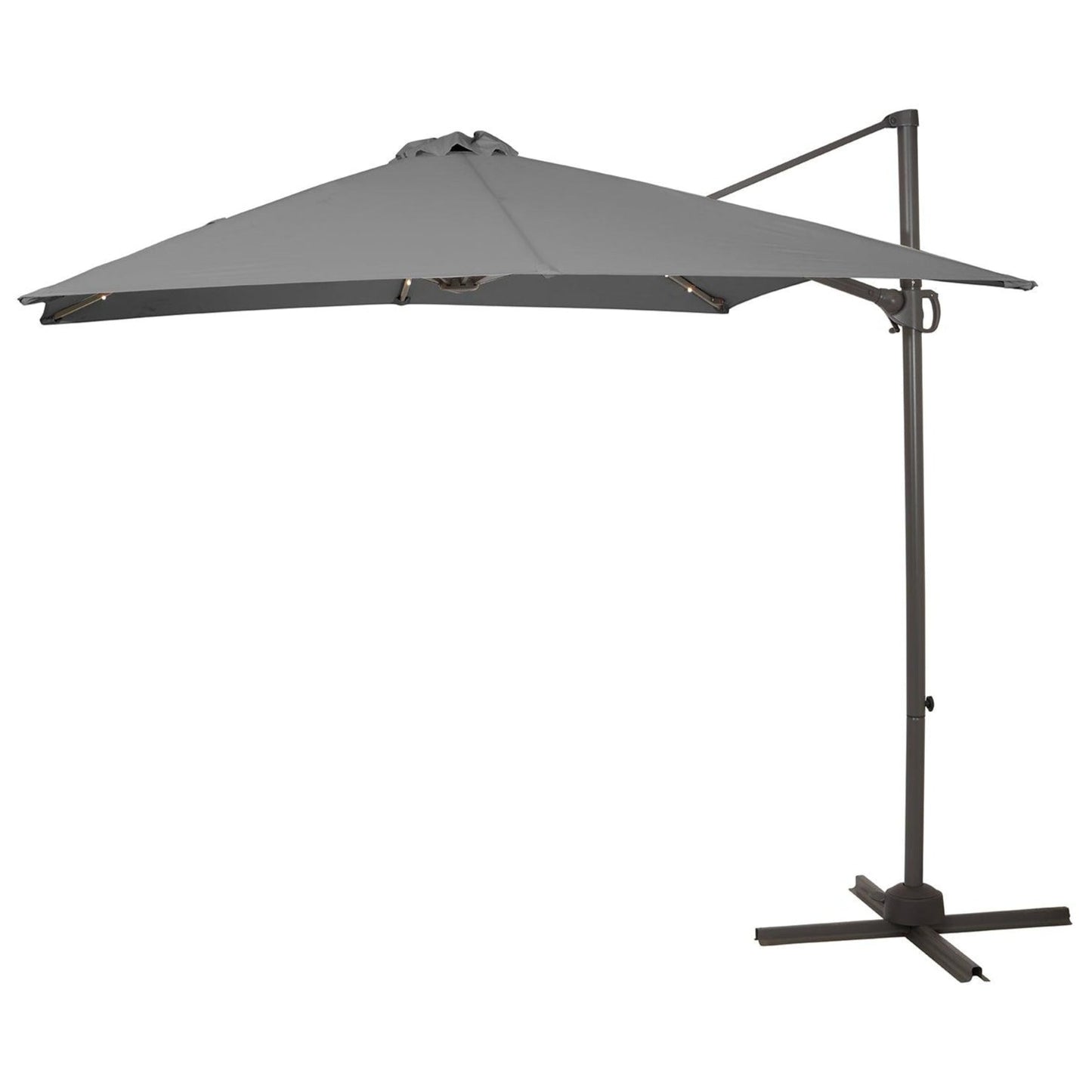 Premium cantilever 2.4m Square Parasol - Grey - LED lights - Laura James