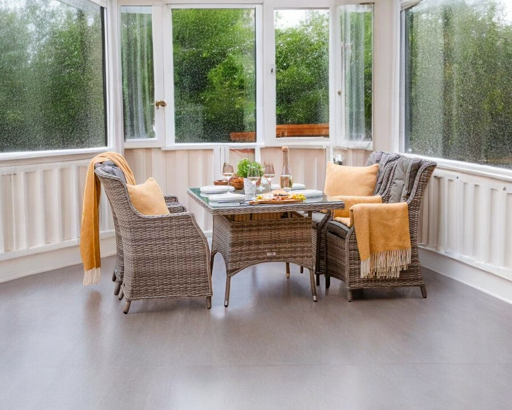 Riviera 4 Dining Chairs and Small Rectangular Dining Table in Grey