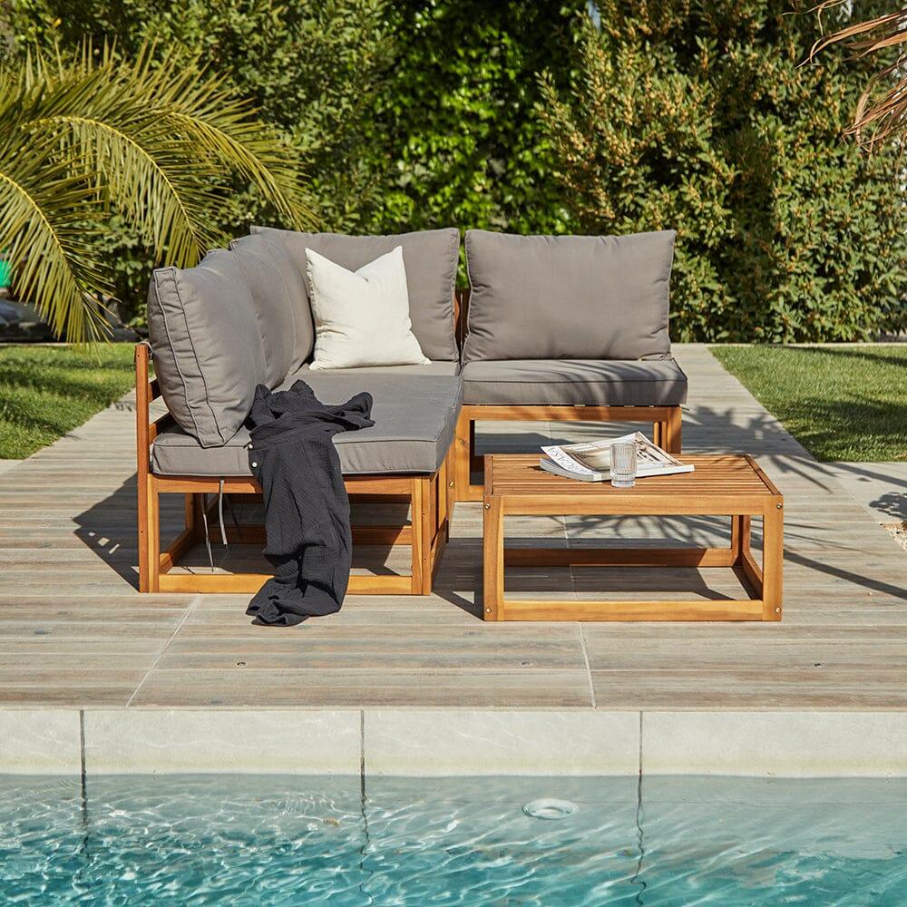 Rowan Grey 3 Seater Wooden Corner Sofa Set - Laura James