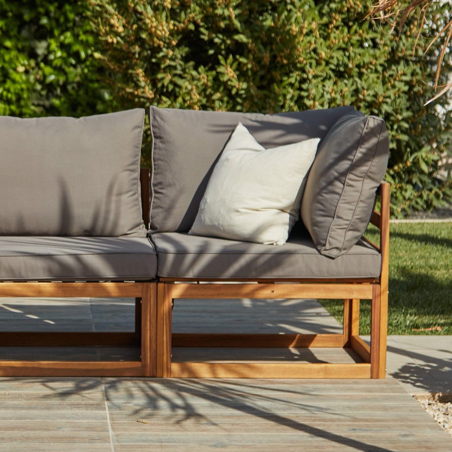 Rowan Grey 4 Seater Wooden Corner Sofa Set - Laura James