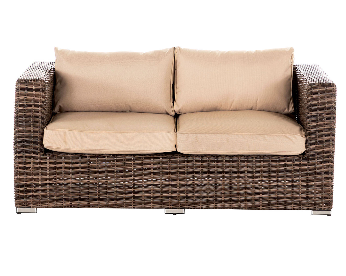 Ascot 2 Seater Rattan Garden Sofa Set in Premium Truffle Brown and Champagne