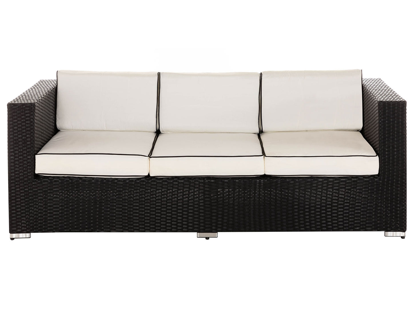 Ascot 3 Seater Rattan Garden Sofa Set in Black and Vanilla