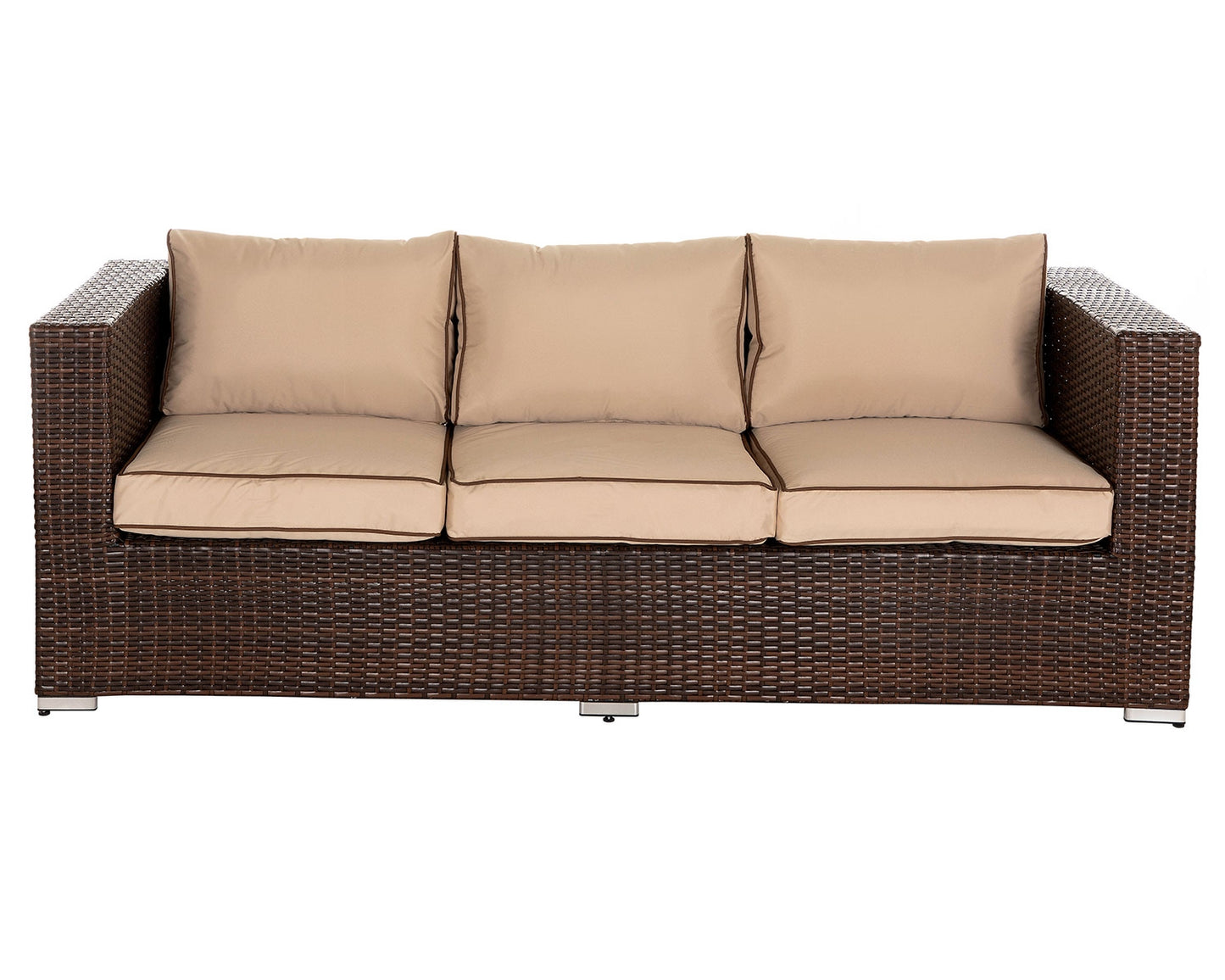 Ascot 5 Seater Rattan Garden Sofa Set in Chocolate and Cream