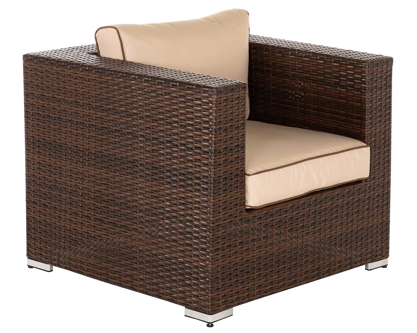 Ascot 5 Seater Rattan Garden Sofa Set in Chocolate and Cream
